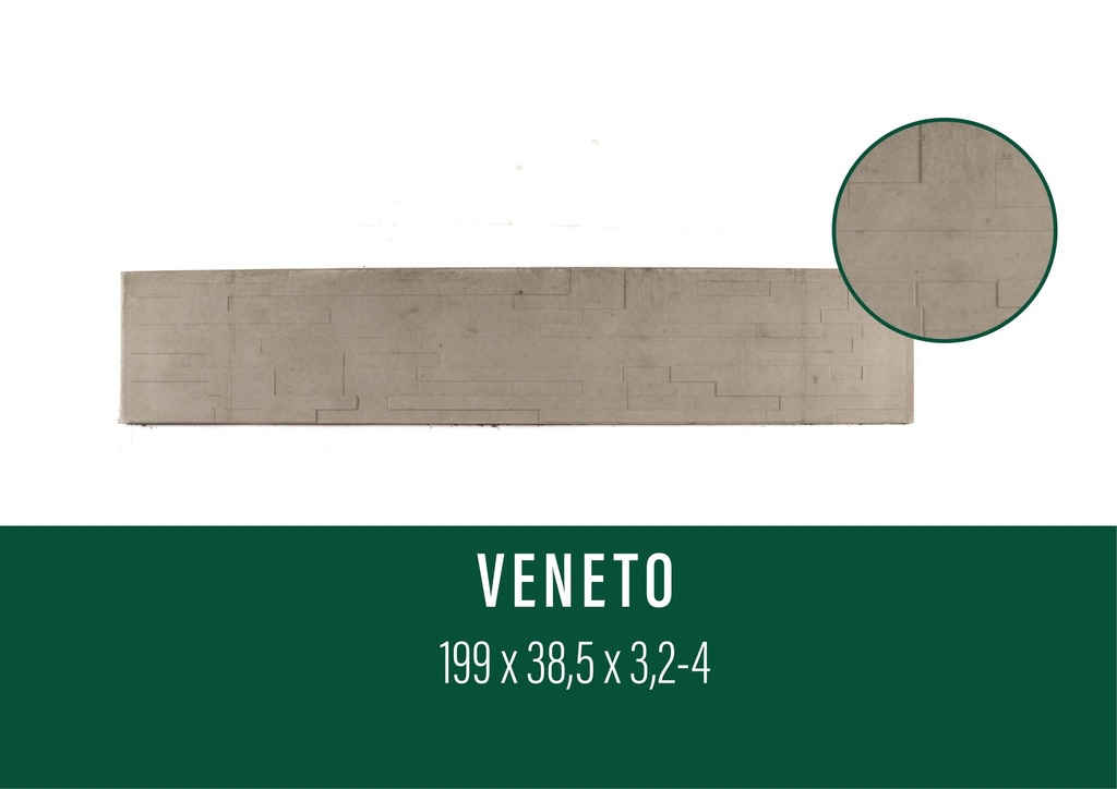 Plaque béton VENETO Droite NATUREL 199/38,5cm (B)