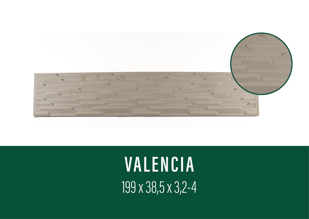 Plaque béton VALENCIA Droite NATUREL 199/38,5cm (B)
