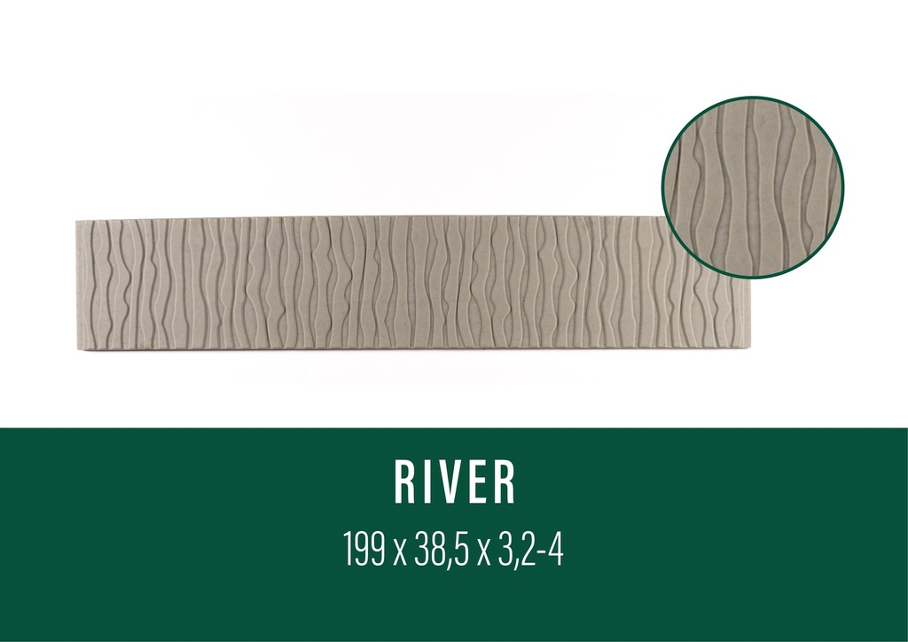 Plaque béton RIVER Droite NATUREL 199/38,5cm (B)